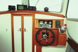 Plymouth Pilots boat wheel and navigtaion